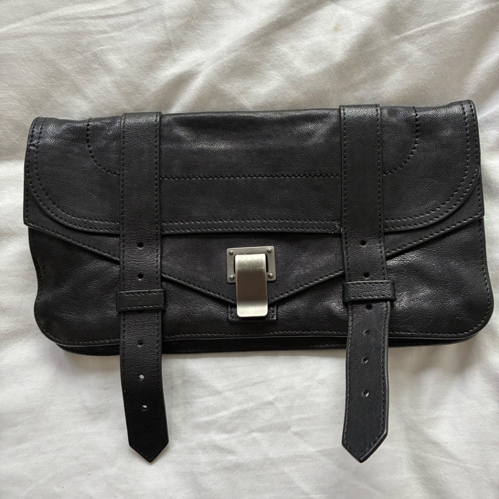 Proenza Schouler Vintage PS1 Black Leather Clutch